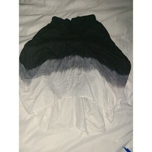 Luna Luz Ombre Dip Dye High Low Skirt Black White Linen Blend Large